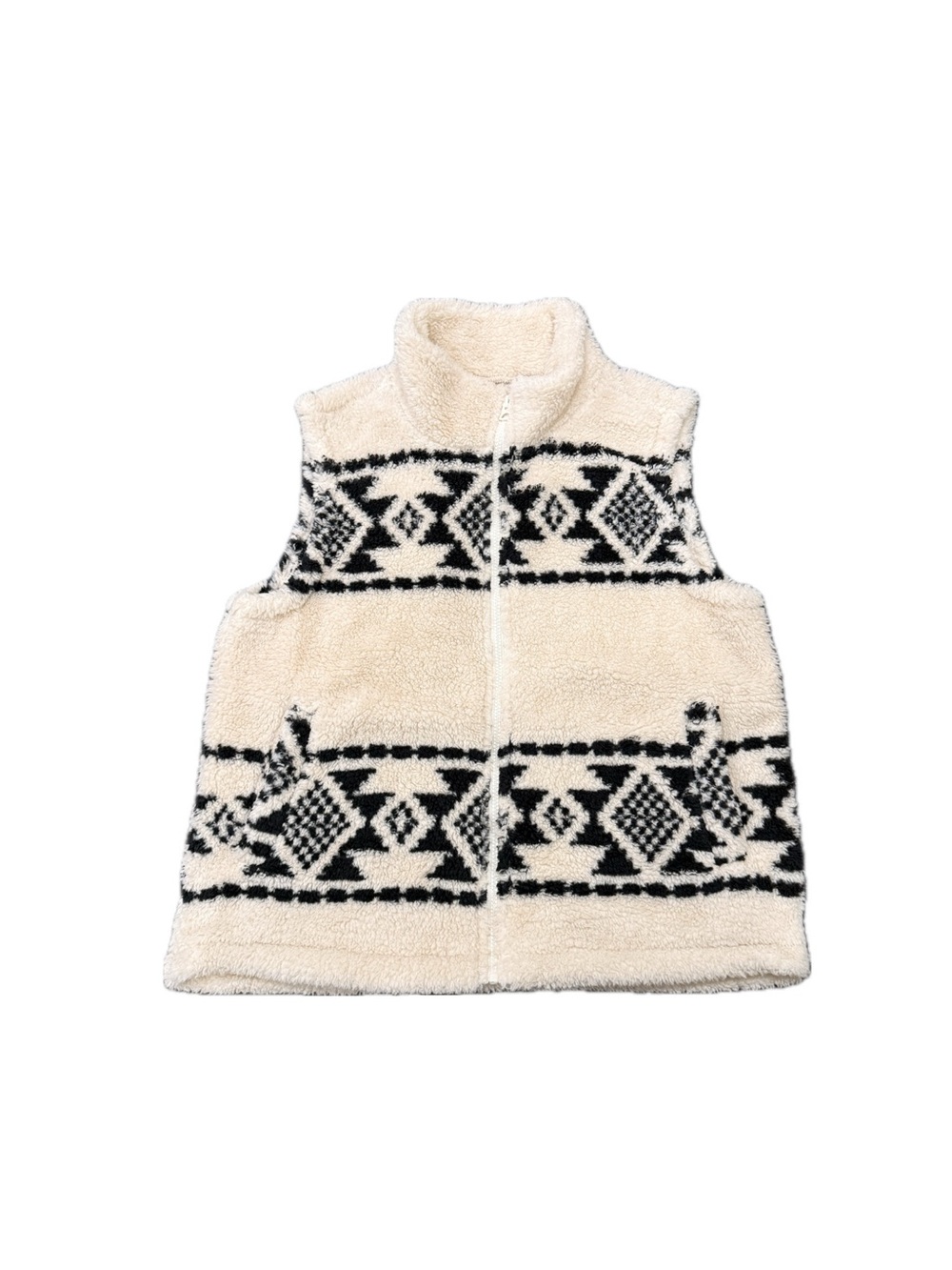 Lucky Brand Cream and Black Sherpa Puffer Vest